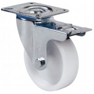 Rueda giratoria con freno UT Poliamix blanco Ø 100 mm.