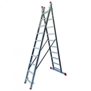 Escalera aluminio transformable doble de 11 peldaños